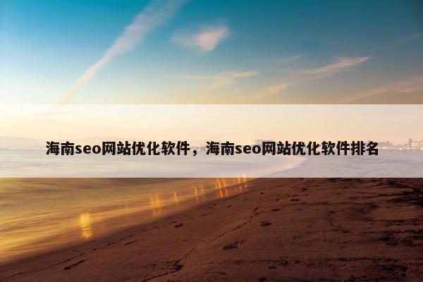 海南seo网站优化软件，海南seo网站优化软件排名
