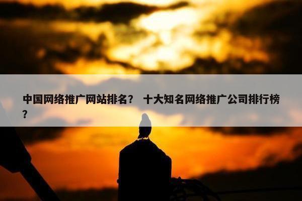 中国网络推广网站排名？ 十大知名网络推广公司排行榜？