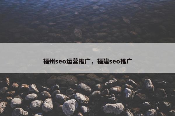 福州seo运营推广，福建seo推广