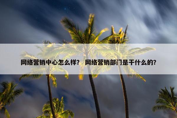 网络营销中心怎么样？ 网络营销部门是干什么的？