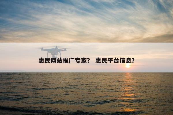 惠民网站推广专家？ 惠民平台信息？