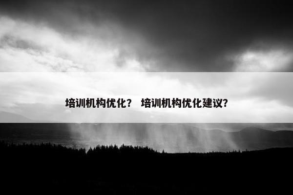 培训机构优化？ 培训机构优化建议？