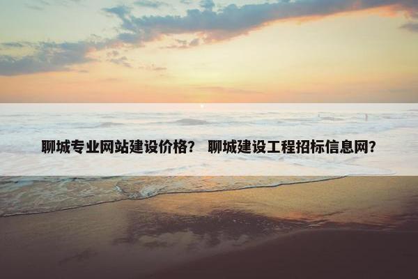 聊城专业网站建设价格？ 聊城建设工程招标信息网？