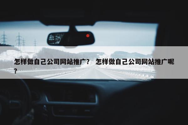 怎样做自己公司网站推广？ 怎样做自己公司网站推广呢？