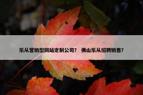 乐从营销型网站定制公司？ 佛山乐从招聘销售？