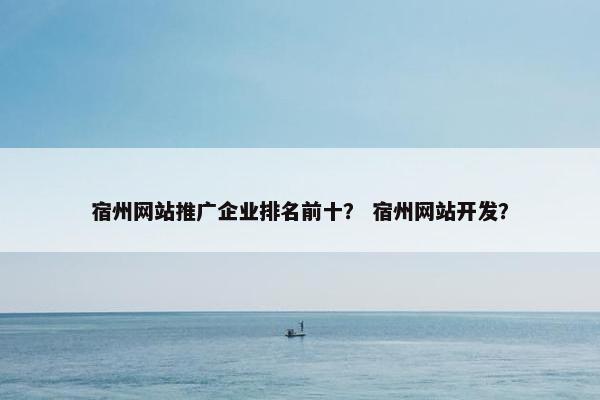 宿州网站推广企业排名前十？ 宿州网站开发？