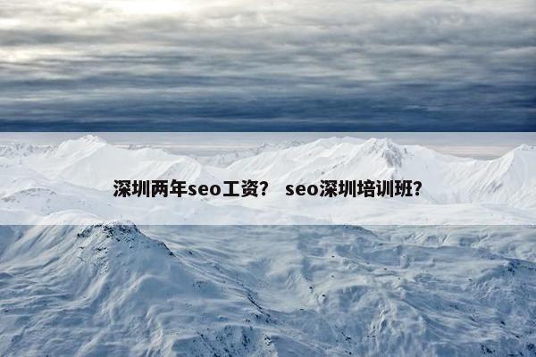 深圳两年seo工资？ seo深圳培训班？