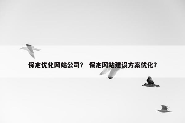 保定优化网站公司？ 保定网站建设方案优化？