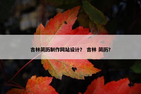 吉林简历制作网站设计？ 吉林 简历？