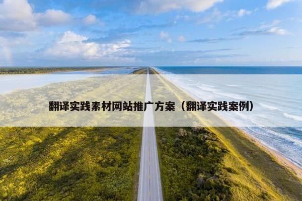 翻译实践素材网站推广方案（翻译实践案例）