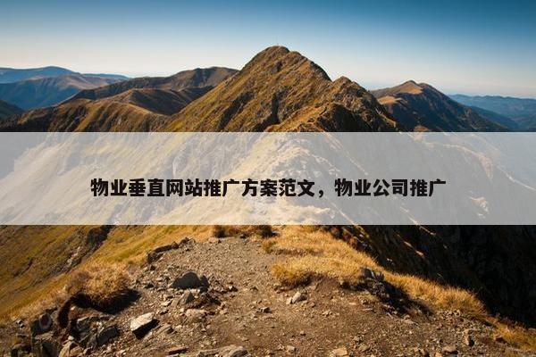 物业垂直网站推广方案范文，物业公司推广