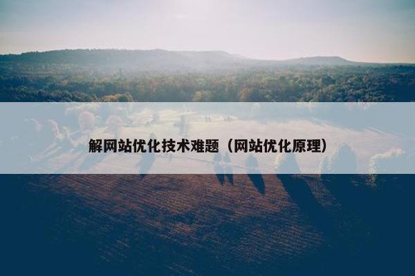 解网站优化技术难题（网站优化原理）
