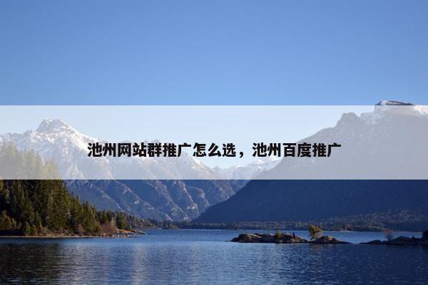 池州网站群推广怎么选，池州百度推广