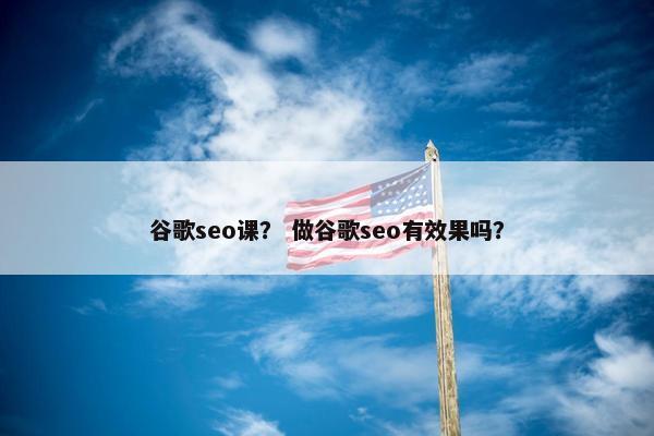 谷歌seo课？ 做谷歌seo有效果吗？
