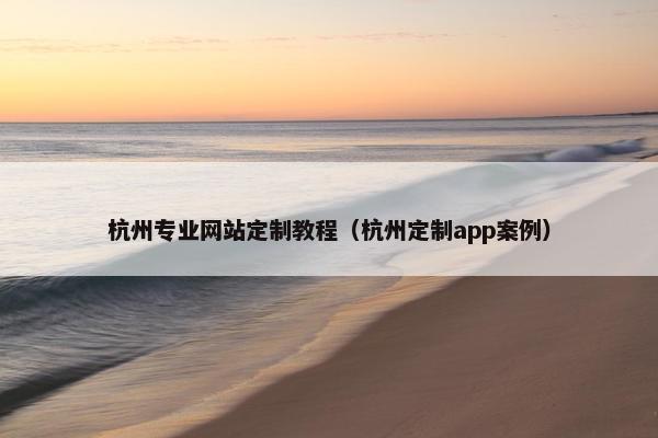 杭州专业网站定制教程（杭州定制app案例）