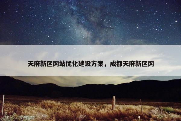 天府新区网站优化建设方案，成都天府新区网