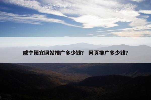 咸宁便宜网站推广多少钱？ 网页推广多少钱？