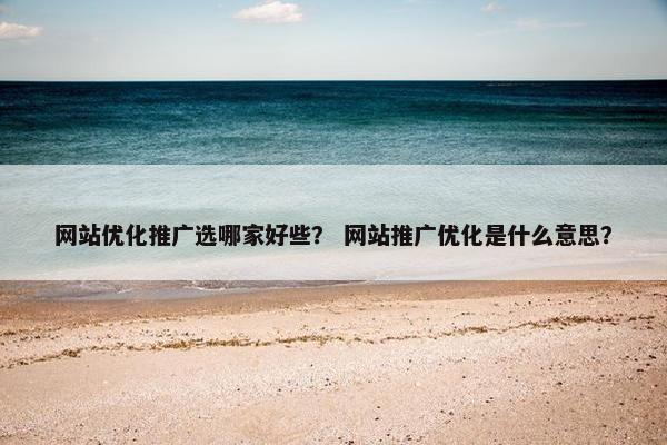网站优化推广选哪家好些？ 网站推广优化是什么意思？