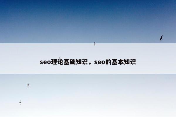 seo理论基础知识，seo的基本知识