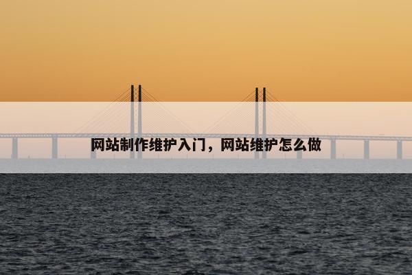 网站制作维护入门，网站维护怎么做
