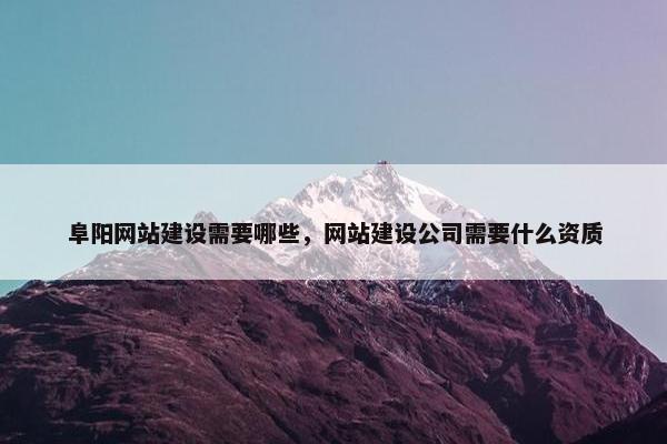 阜阳网站建设需要哪些，网站建设公司需要什么资质