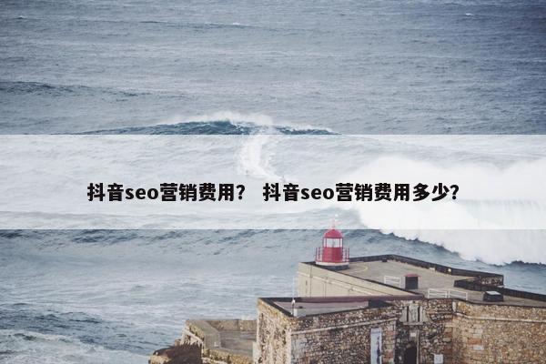 抖音seo营销费用？ 抖音seo营销费用多少？