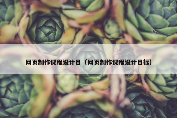 网页制作课程设计目（网页制作课程设计目标）