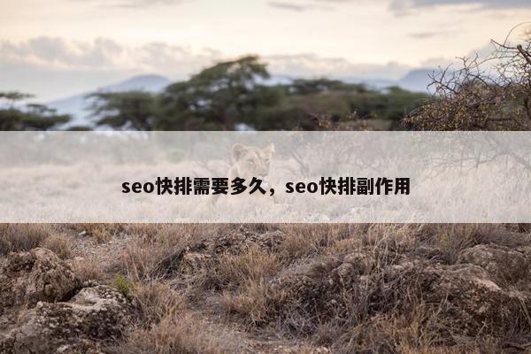 seo快排需要多久，seo快排副作用