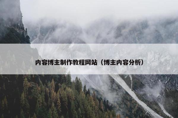 内容博主制作教程网站（博主内容分析）