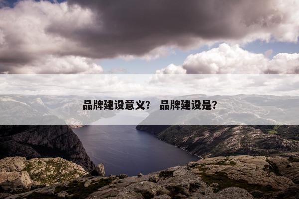 品牌建设意义？ 品牌建设是？