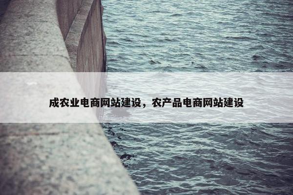 成农业电商网站建设，农产品电商网站建设