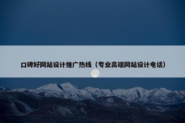 口碑好网站设计推广热线（专业高端网站设计电话）