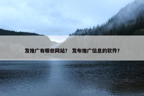 发推广有哪些网站？ 发布推广信息的软件？