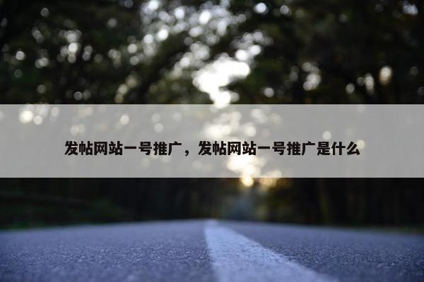 发帖网站一号推广，发帖网站一号推广是什么