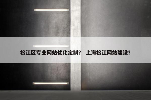 松江区专业网站优化定制？ 上海松江网站建设？