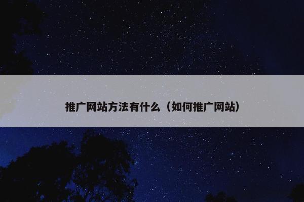 推广网站方法有什么（如何推广网站）