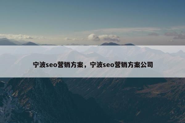 宁波seo营销方案，宁波seo营销方案公司