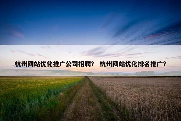 杭州网站优化推广公司招聘？ 杭州网站优化排名推广？