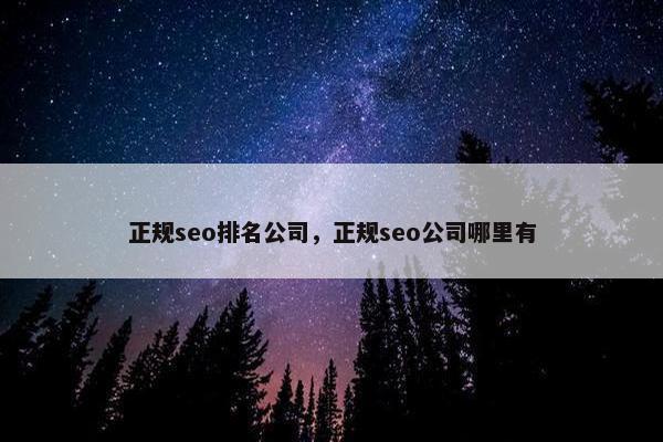 正规seo排名公司，正规seo公司哪里有
