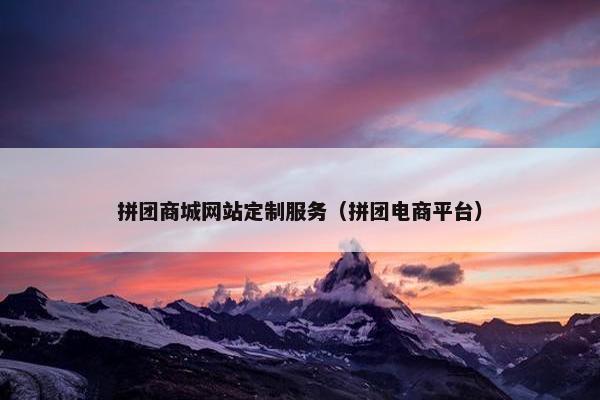 拼团商城网站定制服务（拼团电商平台）