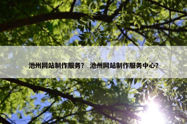 池州网站制作服务？ 池州网站制作服务中心？