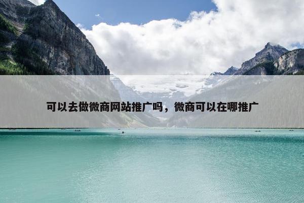 可以去做微商网站推广吗，微商可以在哪推广