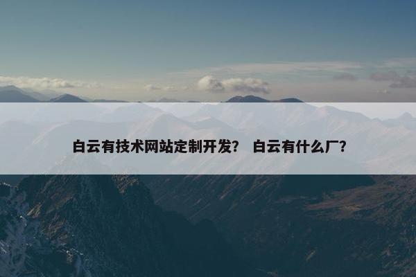 白云有技术网站定制开发？ 白云有什么厂？