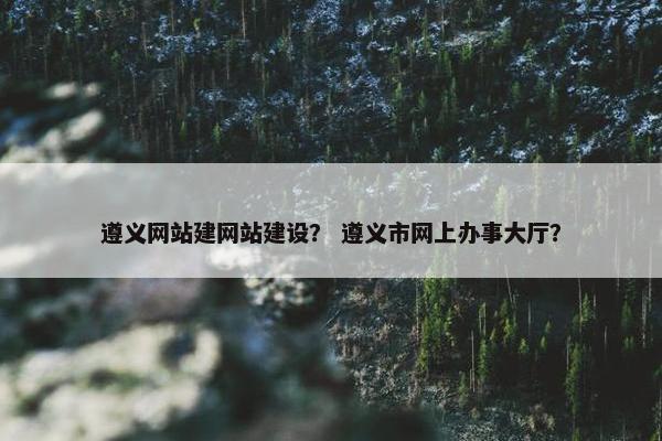 遵义网站建网站建设？ 遵义市网上办事大厅？