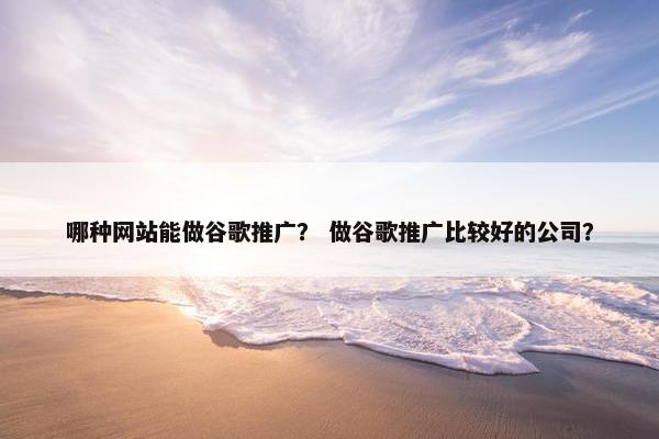 哪种网站能做谷歌推广？ 做谷歌推广比较好的公司？