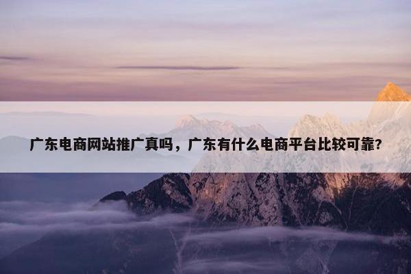 广东电商网站推广真吗，广东有什么电商平台比较可靠?