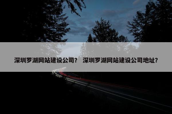深圳罗湖网站建设公司？ 深圳罗湖网站建设公司地址？