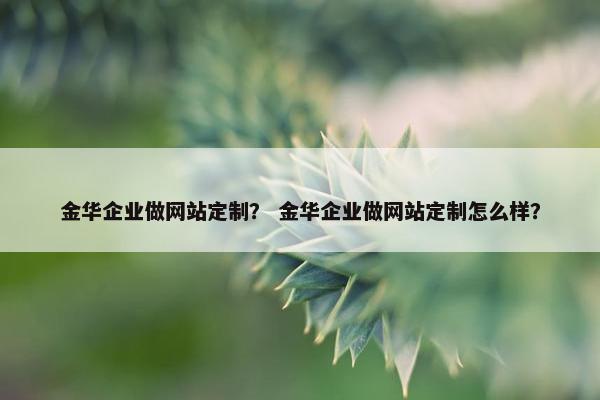 金华企业做网站定制？ 金华企业做网站定制怎么样？