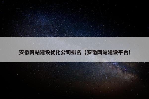 安徽网站建设优化公司排名（安徽网站建设平台）