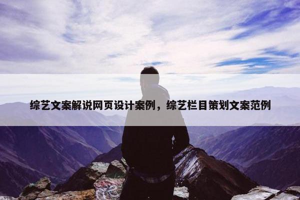 综艺文案解说网页设计案例，综艺栏目策划文案范例
